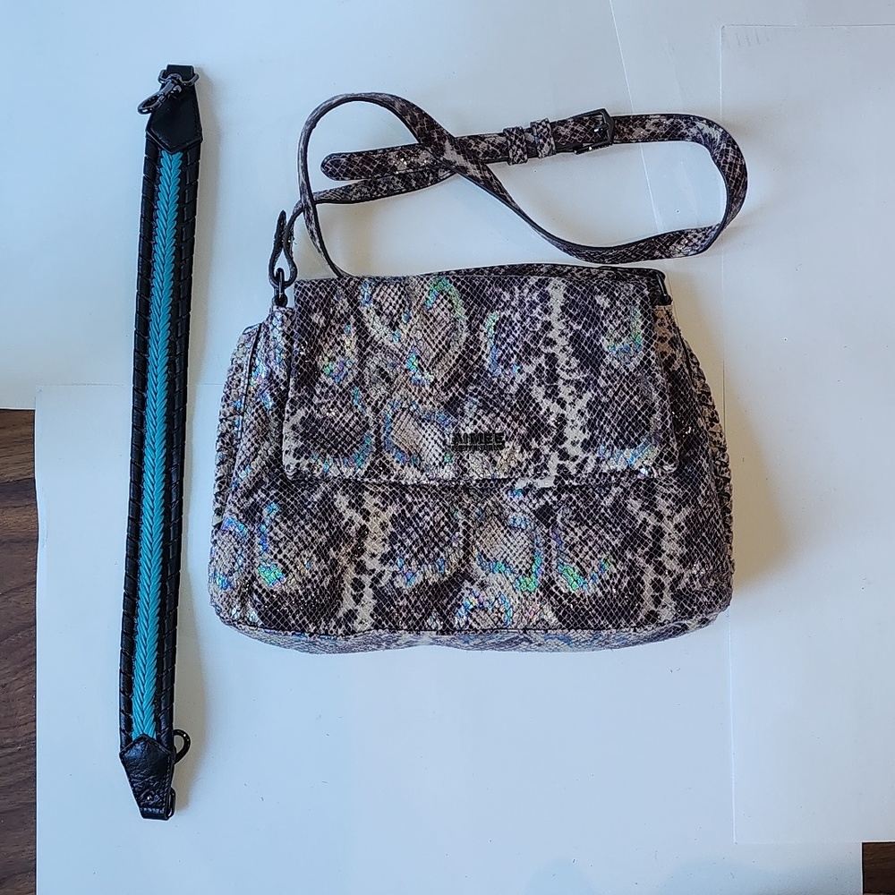Aimee Kestenberg Leather Snake Print Bag w/TWO Removable Straps. NEVER WORN.